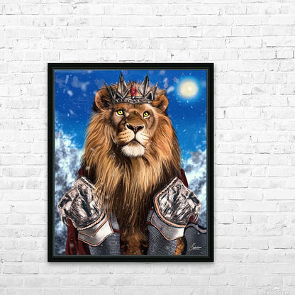 Le Roi Rouge_ Lion Red King Digital Painting Artwork