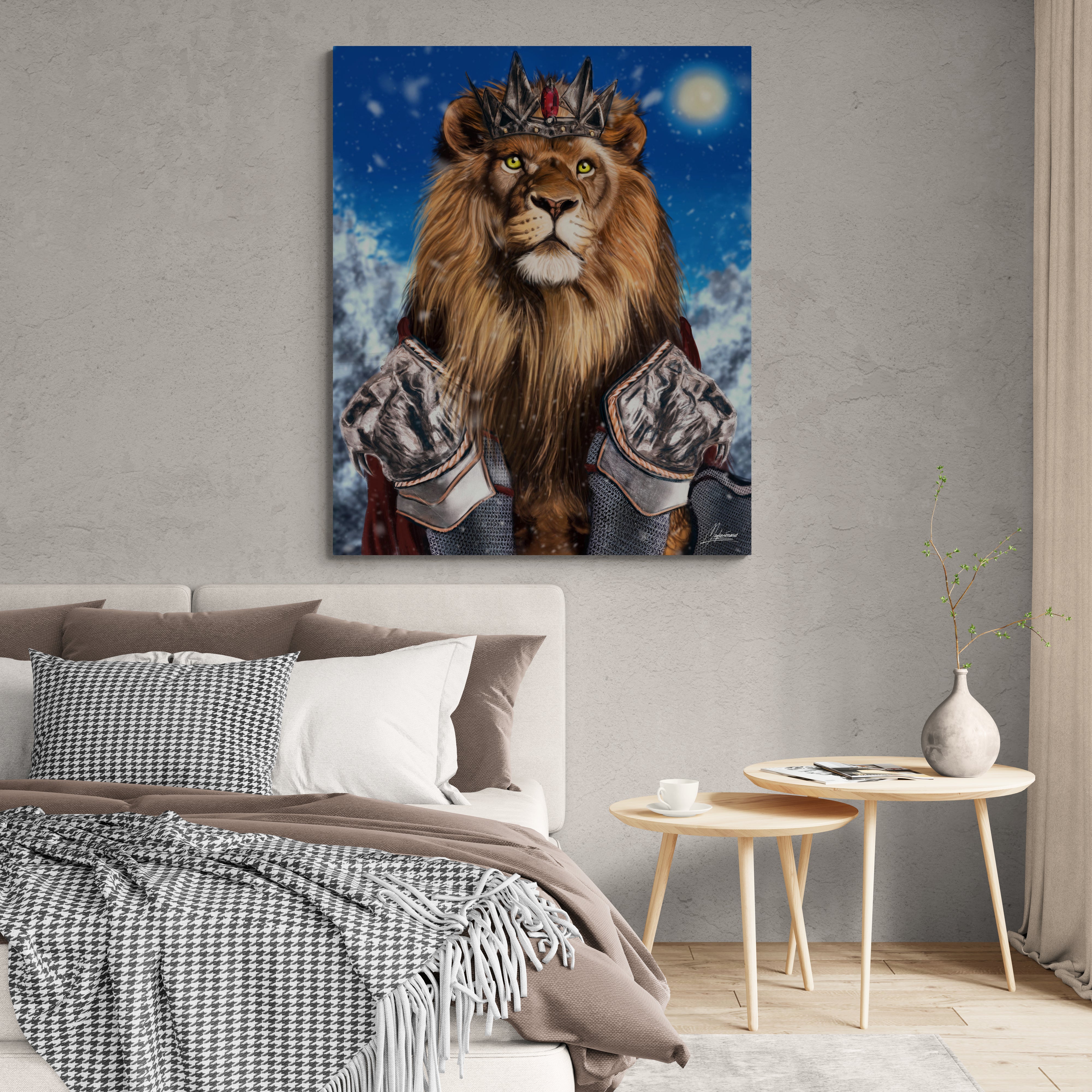 Le Roi Rouge_ Lion Red King Digital Painting Artwork – Mi tienda